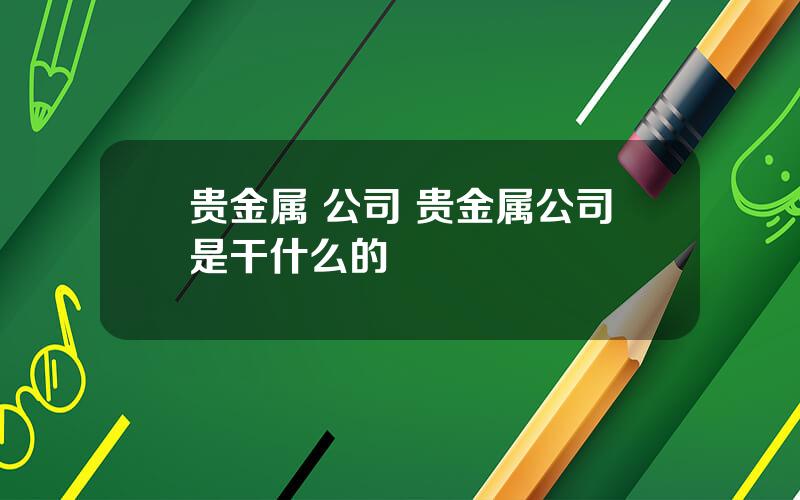 贵金属 公司 贵金属公司是干什么的